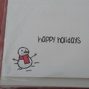 Snowman Merry Christmas White Cards with Envelopes Happy Holidays Minimalist Set